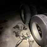 a tire on the ground