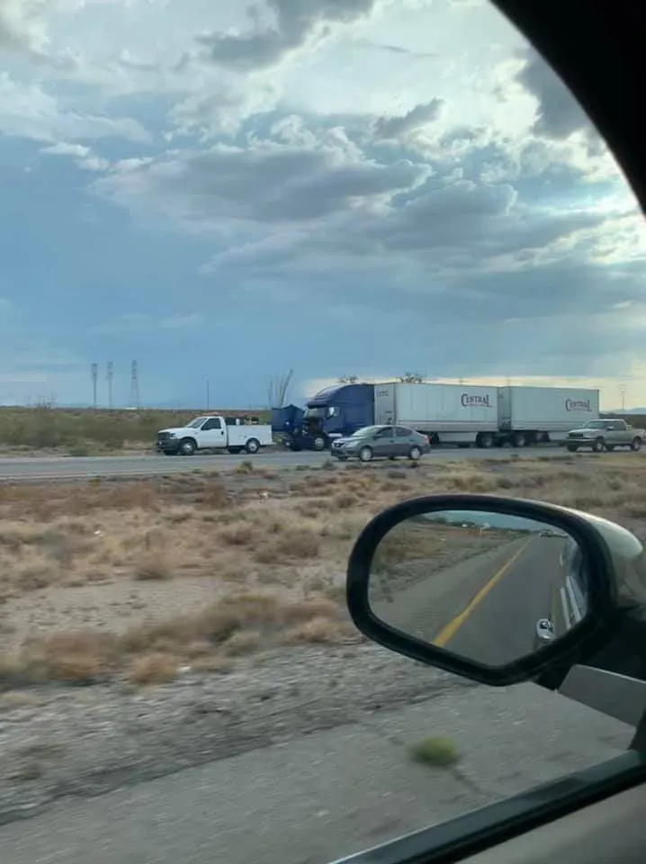 a truck accident on the road