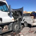 A truck with a broken engine